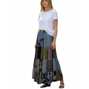 Ananta Patchwork Elastic Waistband Maxi Skirt(Size One Size)